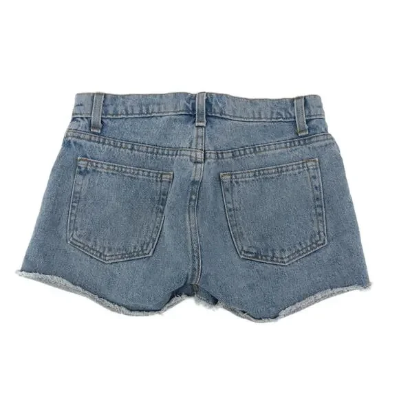 American Apparel Y2K Button-Fly Denim Shorts size 24 Retro 3" Cut-offs - Picture 4 of 9
